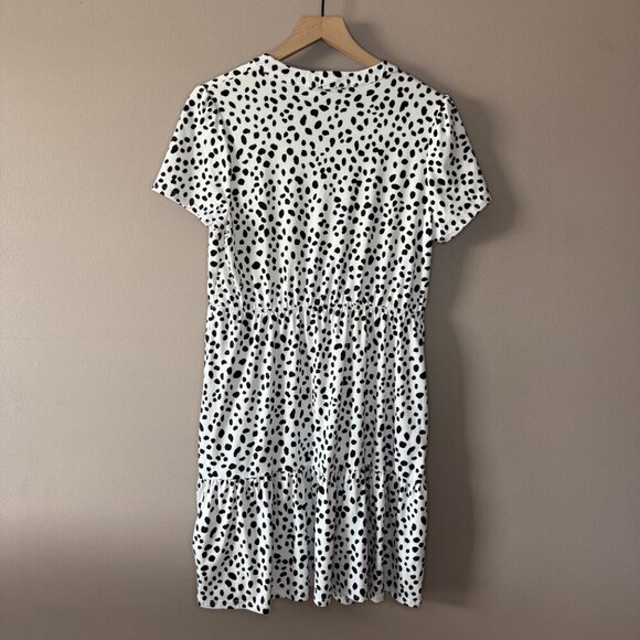Women's L Gilli Short Sleeves Dalmatian Spotted Print Dress - Picture 2 of 7